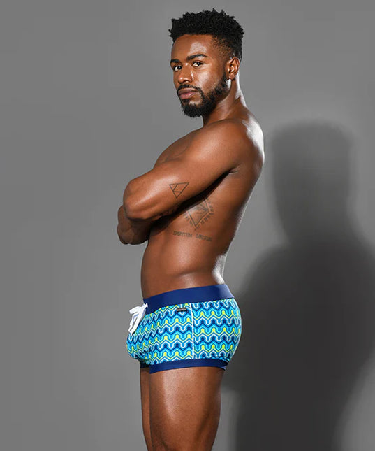Andrew Christian 70123 Boheme swim boxer trunk blue size S