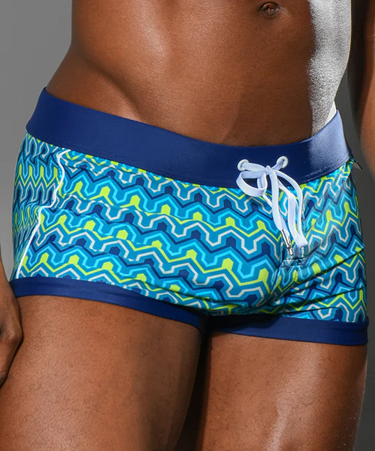 Andrew Christian 70123 Boheme swim boxer trunk blue size S