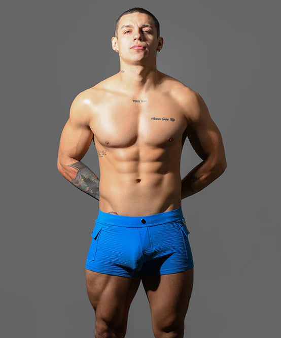 Andrew Christian 70171 Cargo swim boxer trunk blue