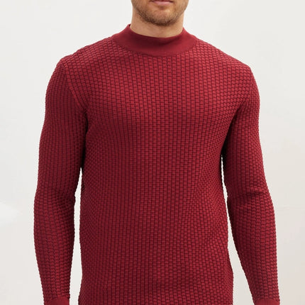 Ron Tomson Mock Neck Sweater - Burgundy