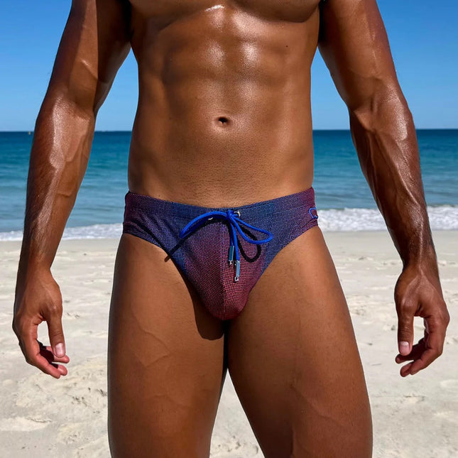 2eros V10 Pixelpop Swim Brief - Navy/Red