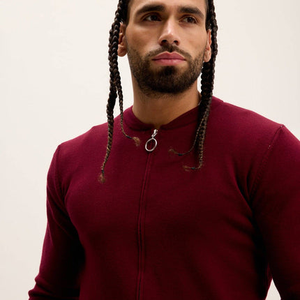 Ron Tomson Full Zip Closure Cardigan - Burgundy