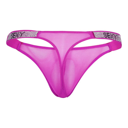 Sexy Boy Mesh Thong w/ Rhinestones - Pink