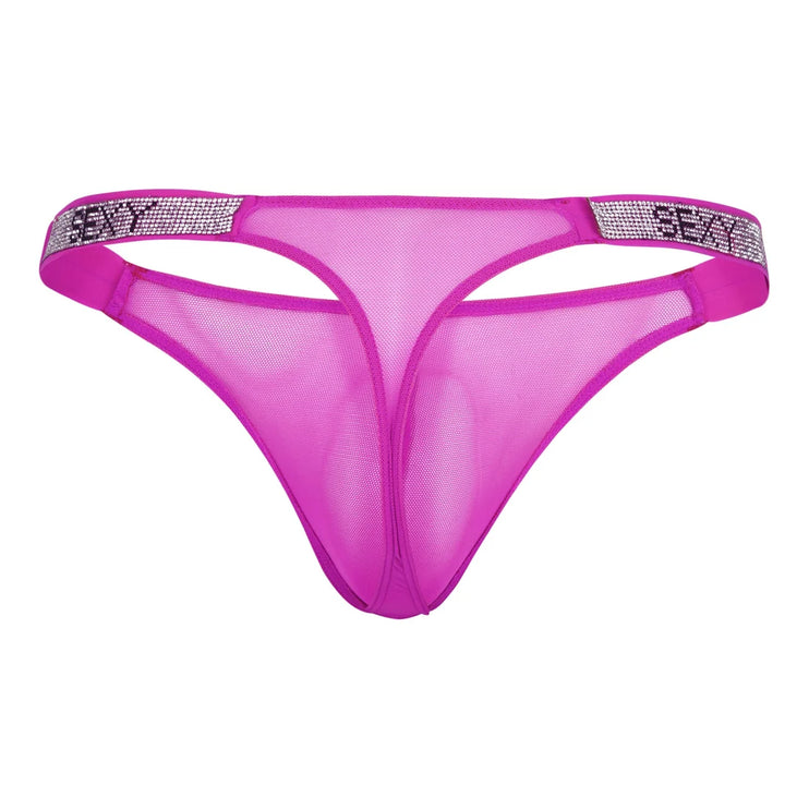 Sexy Boy Mesh Thong w/ Rhinestones - Pink