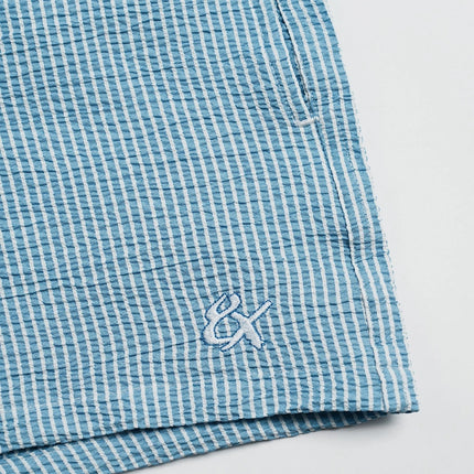 Eight X Driftwood 4" seersucker swim shorts navy