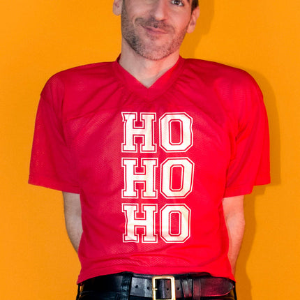 Peachy Kings Ho Ho Ho Mesh Football Jersey - Red
