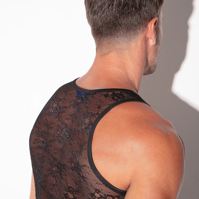 Code 22 Sheer Lace Tank Mesh 9778 - Floral Black