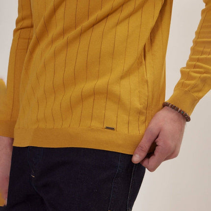 Ron Tomson Slip-Stitch Crew Neck Sweater - Mustard