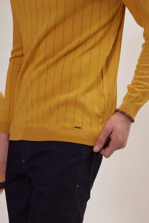 Ron Tomson Slip-Stitch Crew Neck Sweater - Mustard