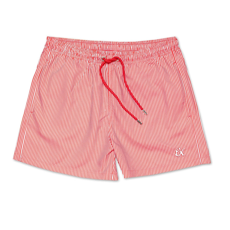 Eight X Red Stripe 4" swim shorts