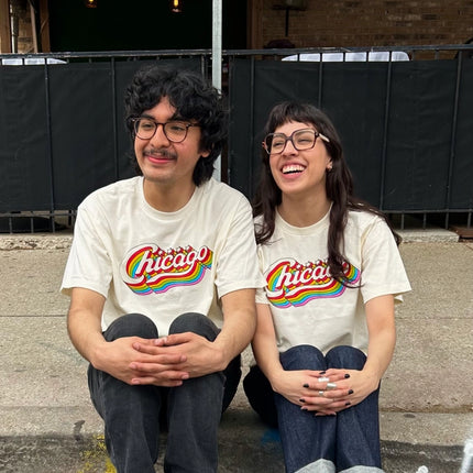 Transit Tees Chicago Rainbow Script Crop top t-shirt