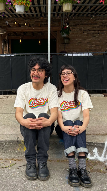 Transit Tees Chicago Rainbow Script Crop top t-shirt