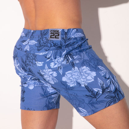 Code 22 5-Inch Stretch Slim-Fit Shorts 9712S - Floral Blue
