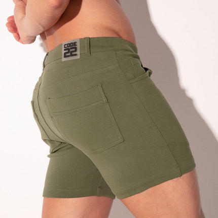 Code 22 5-Inch Stretch Slim-Fit Shorts 9712S - Khaki Green