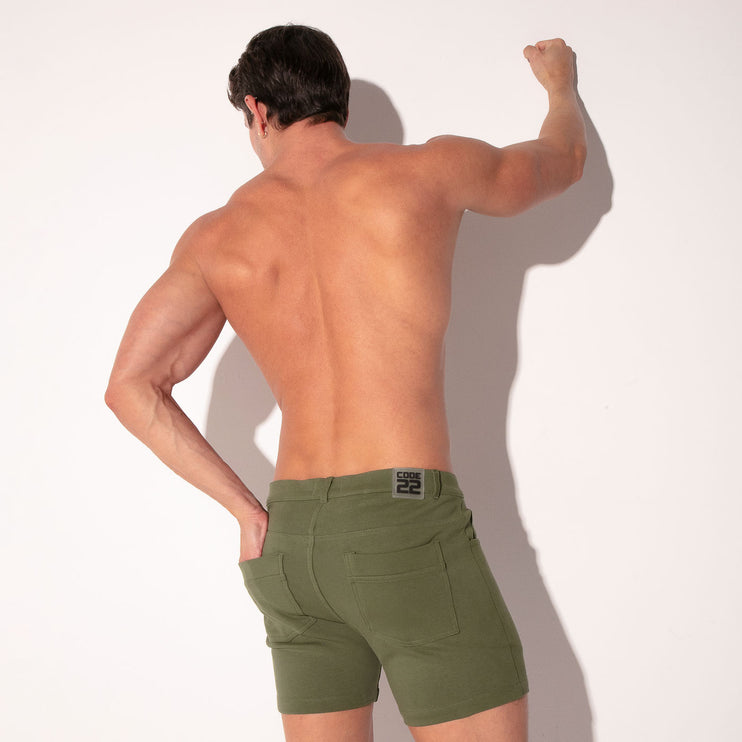 Code 22 5-Inch Stretch Slim-Fit Shorts 9712S - Khaki Green