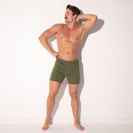 Code 22 5-Inch Stretch Slim-Fit Shorts 9712S - Khaki Green