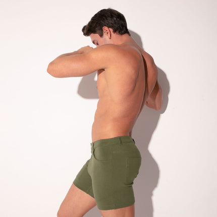 Code 22 5-Inch Stretch Slim-Fit Shorts 9712S - Khaki Green
