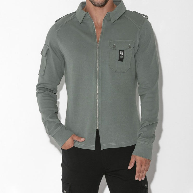 Code 22 Mens Cargo Zip Overshirt 9724 khaki sage Egoist Chicago www.egoistunderwear.com 