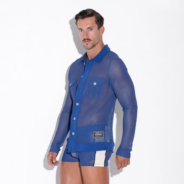 Code 22 Openwork 9739 mesh shirt blue size M