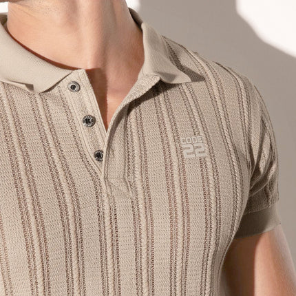 Code 22 Oasis Knit Polo Shirt 9768 - Latte