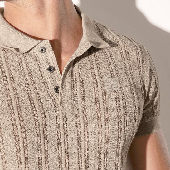 Code 22 Oasis Knit Polo Shirt 9768 - Latte