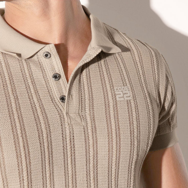 Code 22 Oasis Knit Polo Shirt 9768 - Latte