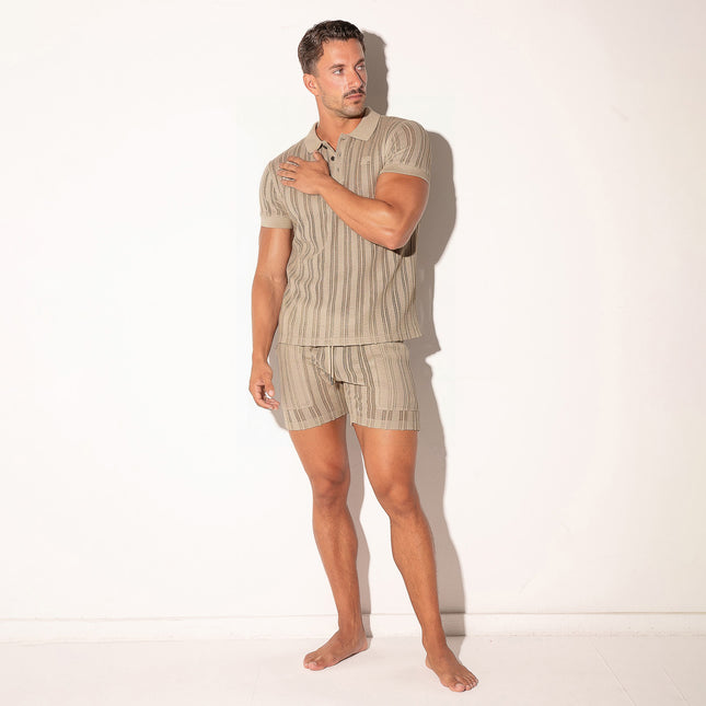 Code 22 Oasis Knit Polo Shirt 9768 - Latte