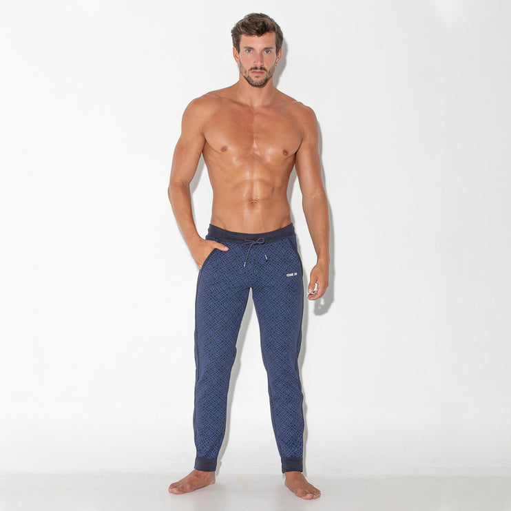Code 22 Geometric slim-fit cotton jogger 9812 navy blue