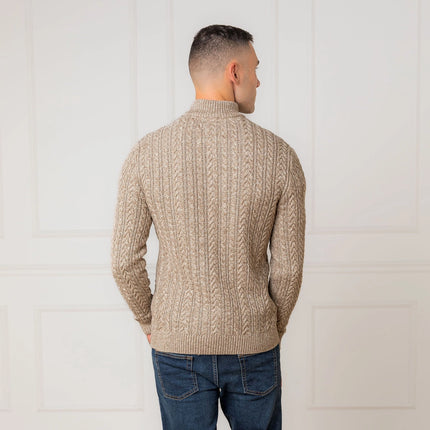 H/H Half Zip Pullover Taupe Marl Cable