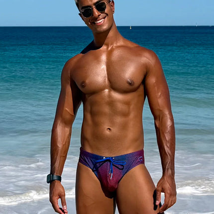 2eros V10 Pixelpop Swim Brief - Navy/Red