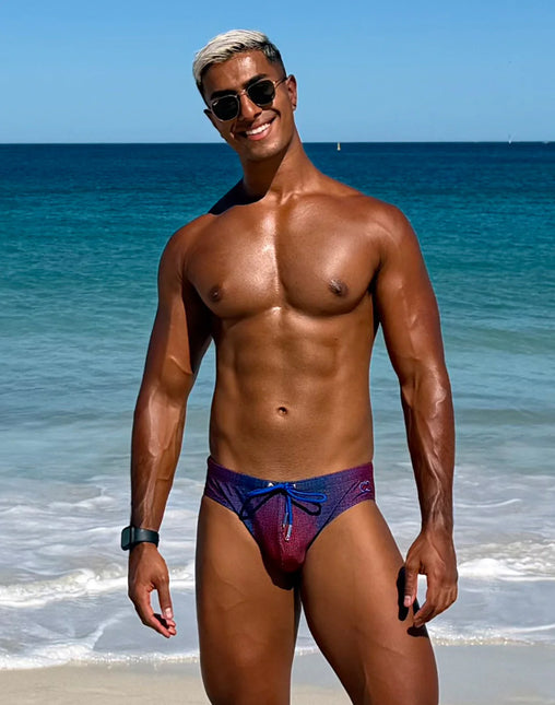 2eros V10 Pixelpop Swim Brief - Navy/Red