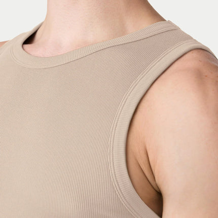 AWRY Ribbed Slim-Fit Tank - Sand