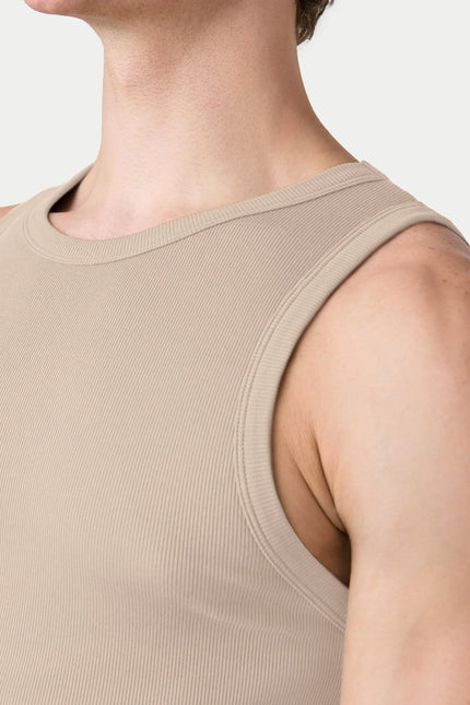 AWRY Ribbed Slim-Fit Tank - Sand