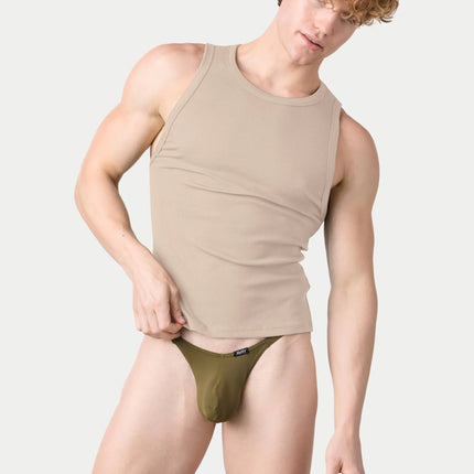 AWRY Ribbed Slim-Fit Tank - Sand