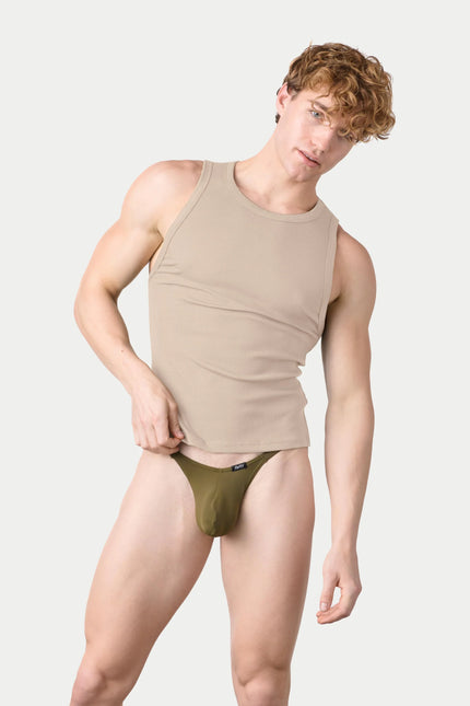 AWRY Ribbed Slim-Fit Tank - Sand