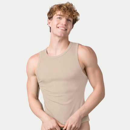 AWRY Ribbed Slim-Fit Tank - Sand