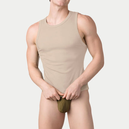 AWRY Ribbed Slim-Fit Tank - Sand