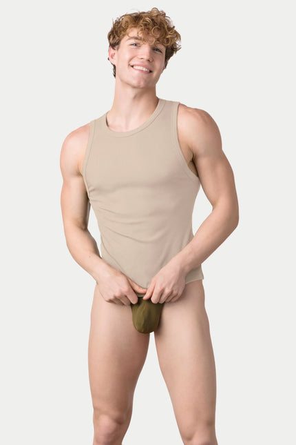 AWRY Ribbed Slim-Fit Tank - Sand