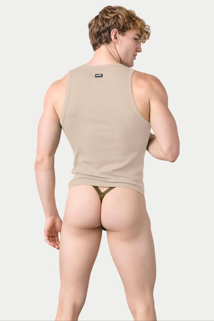 AWRY Ribbed Slim-Fit Tank - Sand