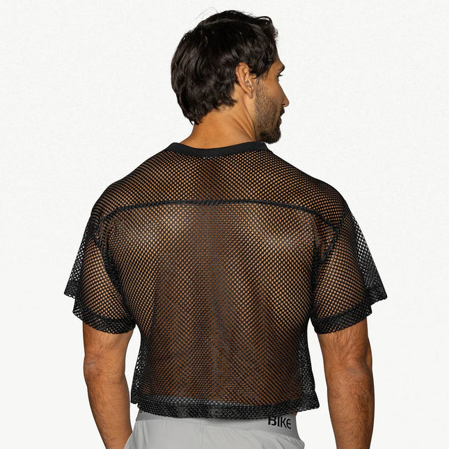 Bike Athletic Mesh Cropped Jersey T-Shirt - Black