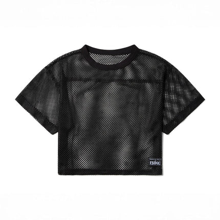 Bike Athletic cropped mesh jersey t-shirt black