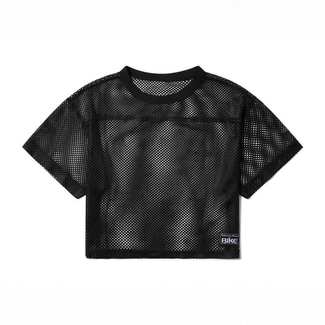 Bike Athletic Mesh Cropped Jersey T-Shirt - Black