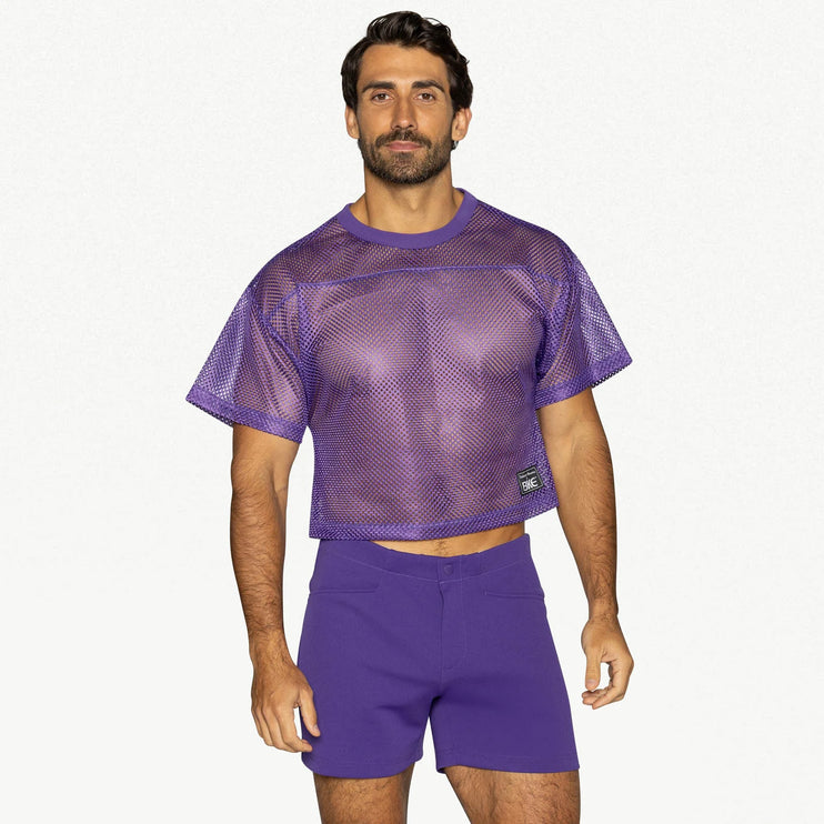 Bike Athletic Mesh Cropped Jersey T-Shirt - Purple