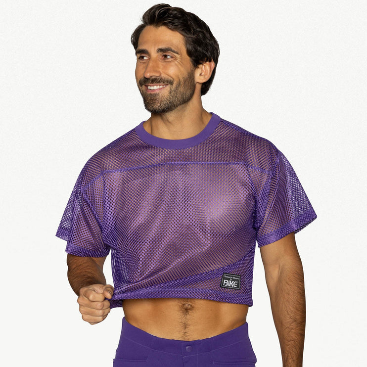 Bike Athletic Mesh Cropped Jersey T-Shirt - Purple