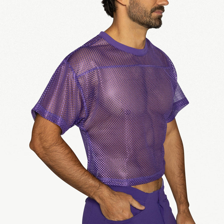 Bike Athletic Mesh Cropped Jersey T-Shirt - Purple