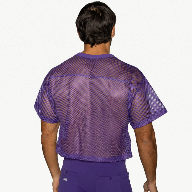 Bike Athletic Mesh Cropped Jersey T-Shirt - Purple