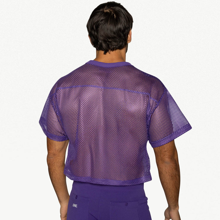 Bike Athletic Mesh Cropped Jersey T-Shirt - Purple