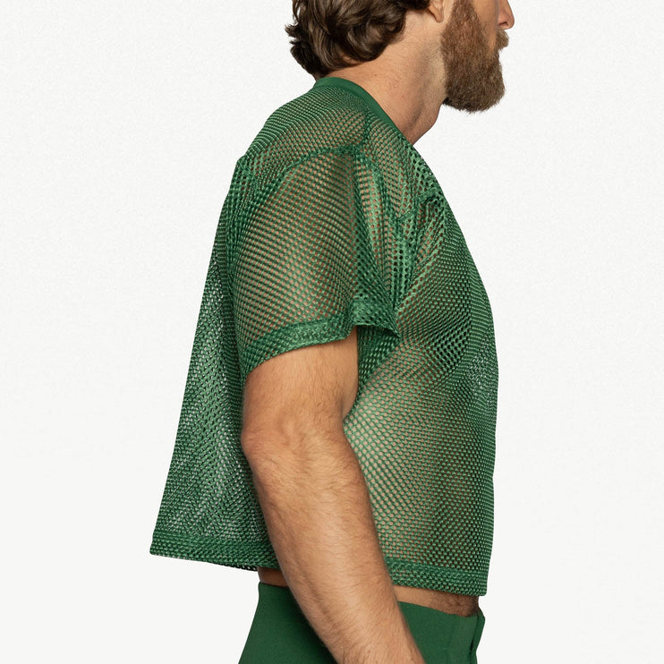 Bike Athletic Mesh Cropped Jersey T-Shirt - Green