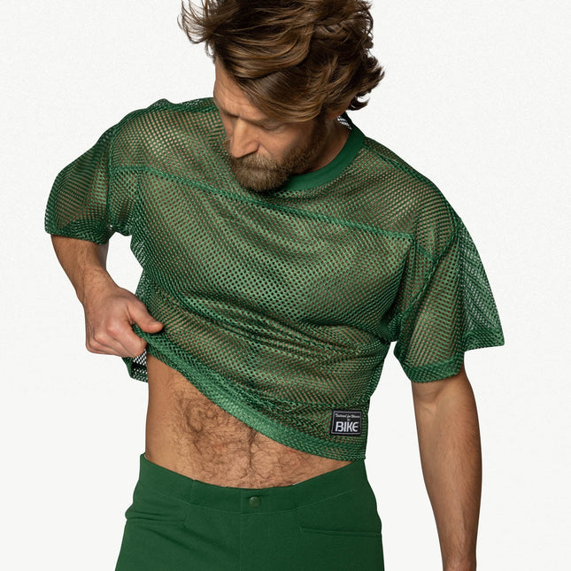 Bike Athletic Mesh Cropped Jersey T-Shirt - Green