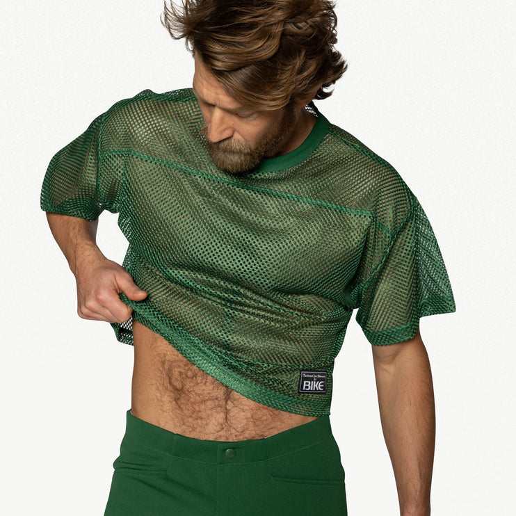 Bike Athletic Mesh Cropped Jersey T-Shirt - Green